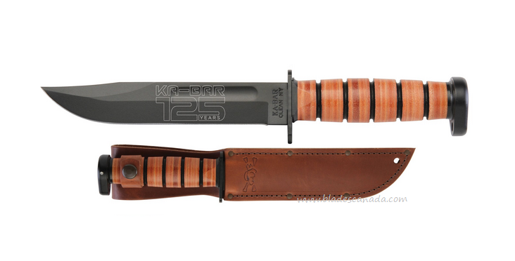 KA-BAR 1271 Fighter Knife 8 Combo Blade, Kraton G Handle, Leather