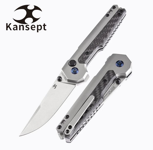 Kansept EDC Tactical Folding Knife, CPM S35VN, Titanium/Twill Carbon Fiber, K2009A2