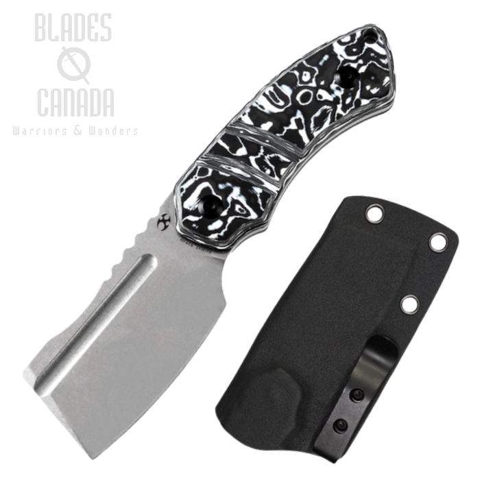 Kansept Korvid S Fixed Blade Knife, CPM S35VN, Carbon Fiber Black/White, Kydex Sheath, G2030A5