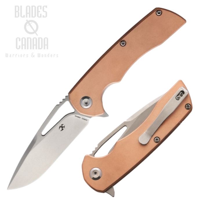 Kansept Kryo Flipper Liner lock Knife, CPM S35VN, Copper Handle, K1001C1