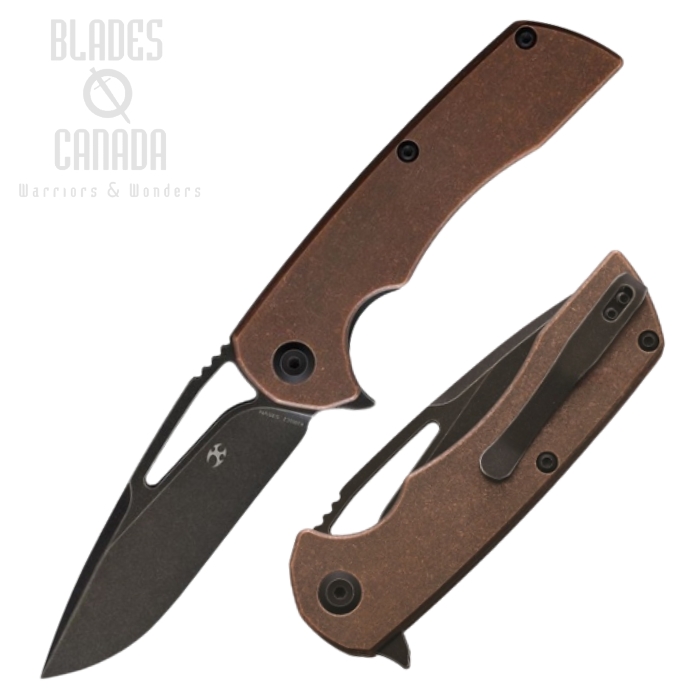 Kansept Kryo Flipper Framelock Knife, CPM S35VN, Copper Handle, K1001C2