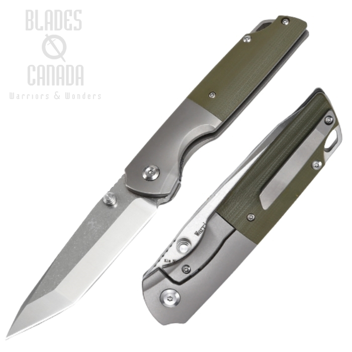 Kansept Warrior Framelock Folding Knife, CPM S35VN Tanto, Titanium/Micarta, K1005T5