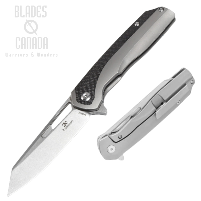 Kansept Shard Flipper Framelock Knife, CPM S35VN, Titanium/Carbon Fiber, K1006A5