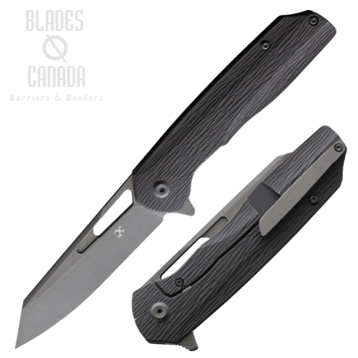 Kansept Shard Flipper Framelock Knife, CPM S35VN, Titanium Textured, K1006 Treelines