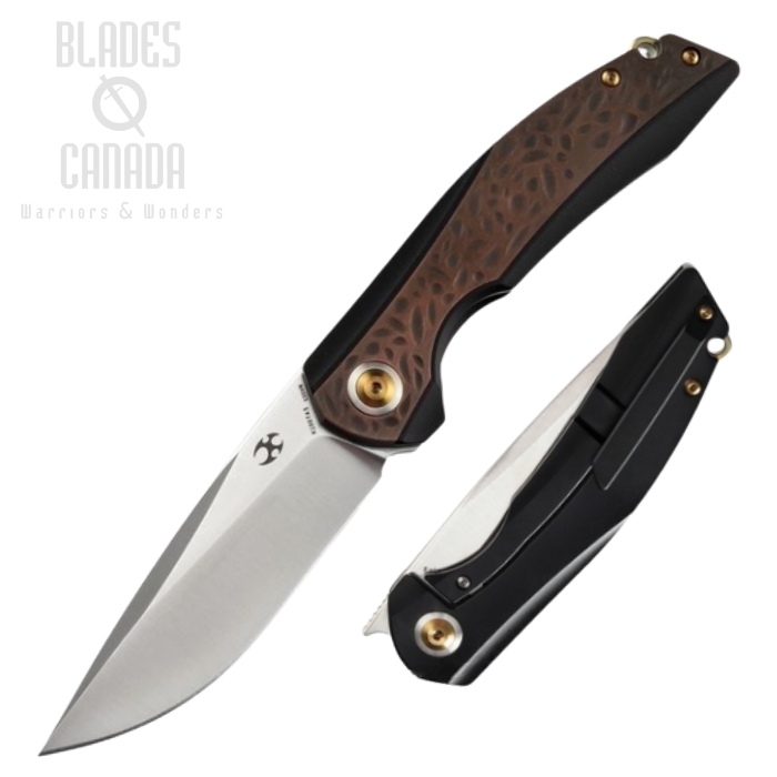 Kansept Accipiter Framelock Flipper Knife, CPM S35VN, Titanium/Copper, K1007A5