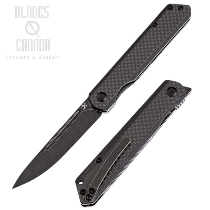 Kansept Prickle Flipper Folding Knife, S35VN, Black Twill Carbon Fiber, K1012A3