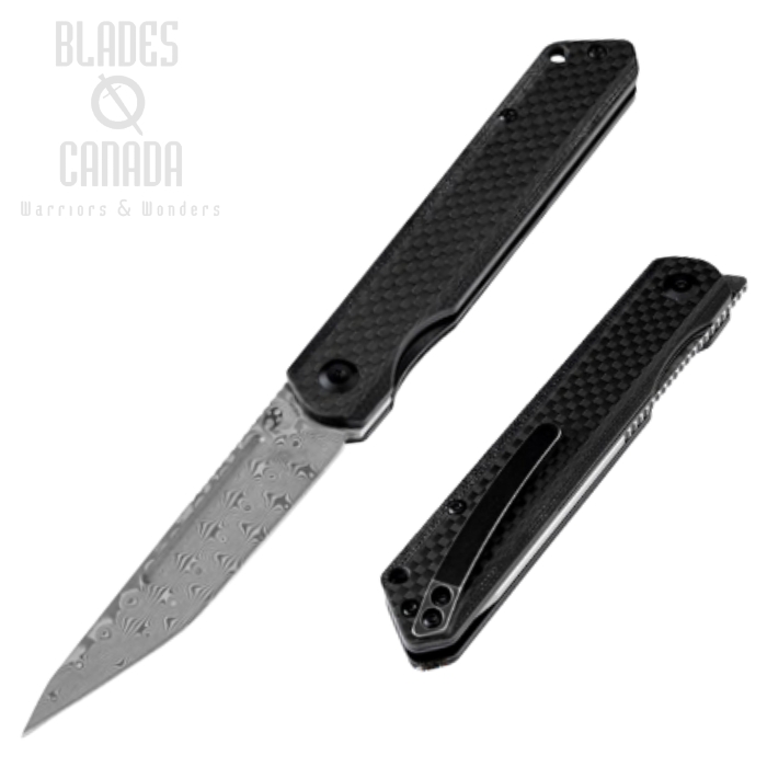 Kansept Prickle Flipper Folding Knife, Damascus, Carbon Fiber/Stainless, K1012D1 Kansept Prickle Flipper Folding Knife, Damascus, Carbon Fiber/Stainless, K1012D1
