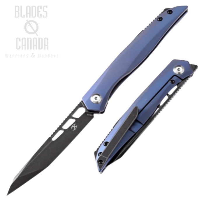 Kansept Lucky Star Flipper Framelock Knife, CPM S35VN Tanto, Titanium Blue, K1013T2 Kansept Lucky Star Flipper Framelock Knife, CPM S35VN Tanto, Titanium Blue, K1013T2