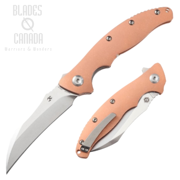 Kansept Copperhead Flipper Folding Knife, CPM S35VN, Copper Handle, K1017A4