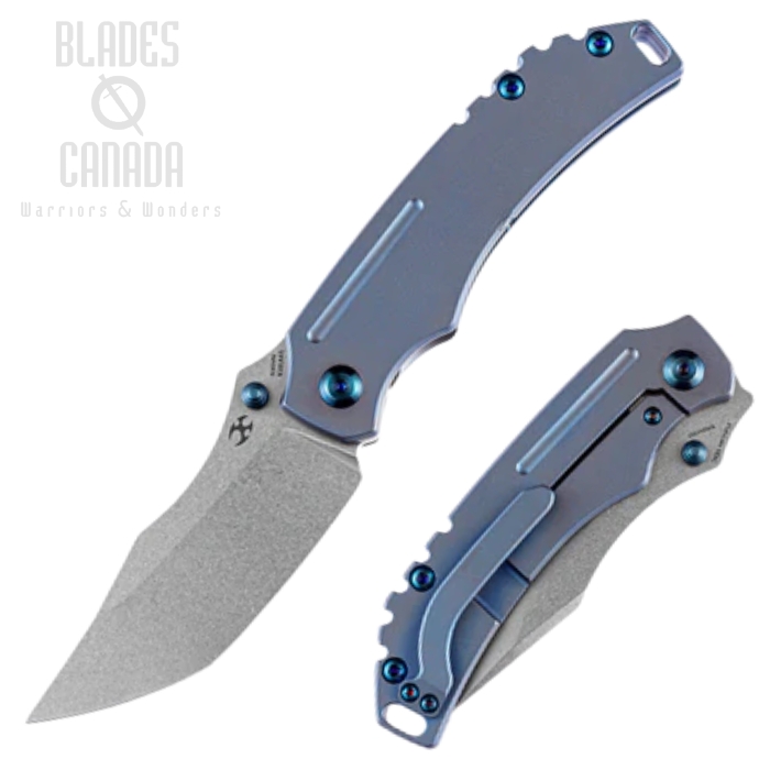Kansept Pelican Framelock Folding Knife, CPM S35VN SW, Titanium Blue, K1018A5 Kansept Pelican Framelock Folding Knife, CPM S35VN SW, Titanium Blue, K1018A5