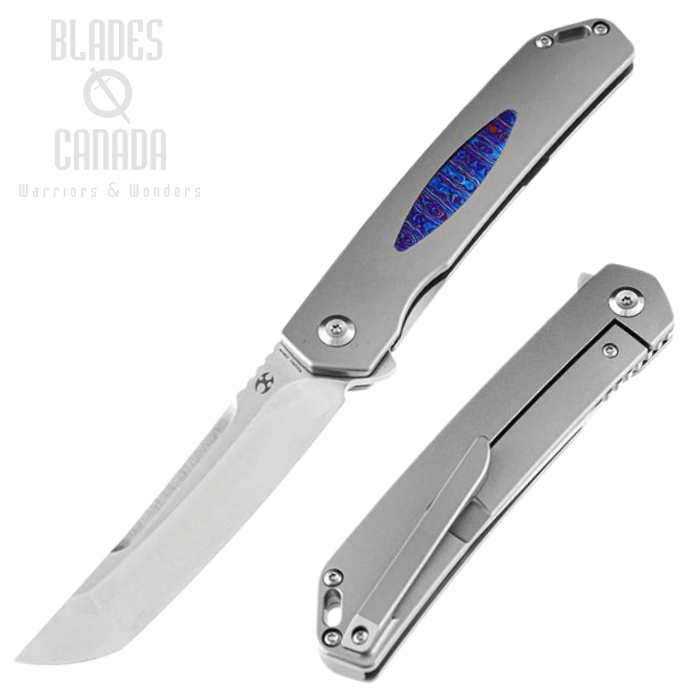 Kansept Hazakura Flipper Framelock Folding Knife, CPM S35VN, Titanium/Damascus, K1019A2