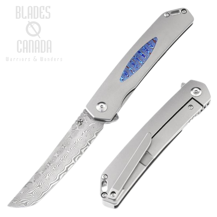 Kansept Hazakura Flipper Framelock Folding Knife, Damscus Blade, Titanium/Timascus, K1019D1 Kansept Hazakura Flipper Framelock Folding Knife, Damscus Blade, Titanium/Timascus, K1019D1
