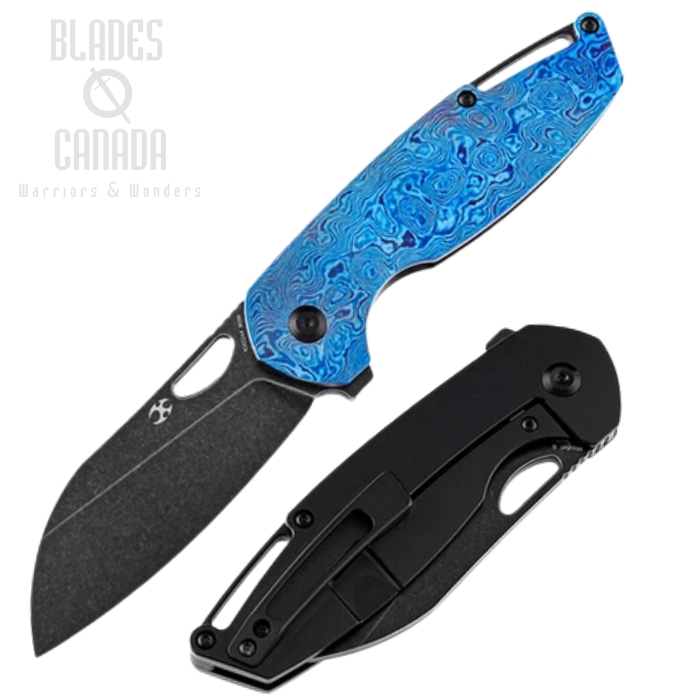 Kansept Model 6 Flipper Framelock Knife, M390 Wharncliffe, Titanium/Timascus, K1022A4