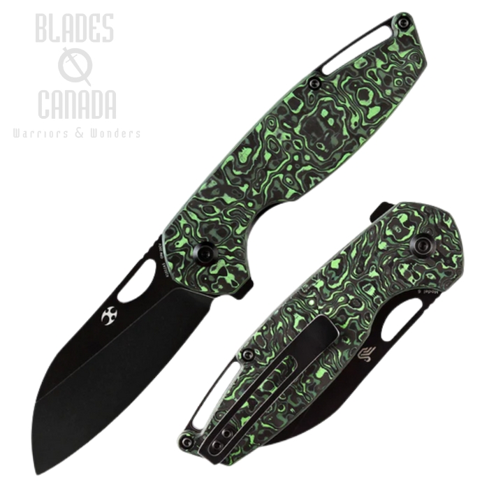 Kansept Model 6 Flipper Folding Knife, CPM 20CV Black, Carbon Fiber Green, K1022A5 Kansept Model 6 Flipper Folding Knife, CPM 20CV Black, Carbon Fiber Green, K1022A5