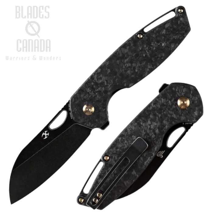 Kansept Model 6 Flipper Folding Knife, CPM 20CV Black, Carbon Fiber Shred, K1022A6 Kansept Model 6 Flipper Folding Knife, CPM 20CV Black, Carbon Fiber Shred, K1022A6