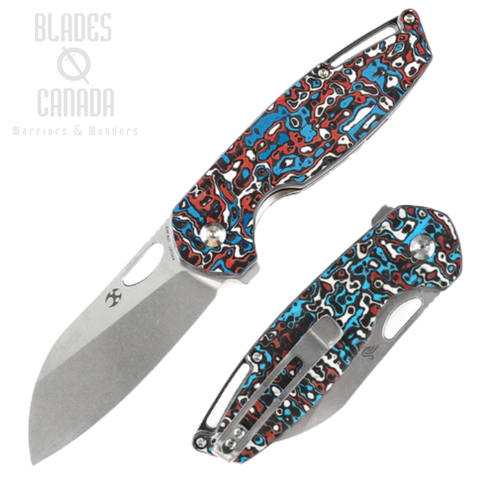 Kansept Model 6 Flipper Folding Knife, CPM 20CV, Carbon Fiber Red/Blue, K1022A7 Kansept Model 6 Flipper Folding Knife, CPM 20CV, Carbon Fiber Red/Blue, K1022A7