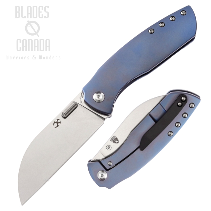 Kansept Convict Framelock Folding Knife, CPM S35VN, Titanium Blue, K1023A3