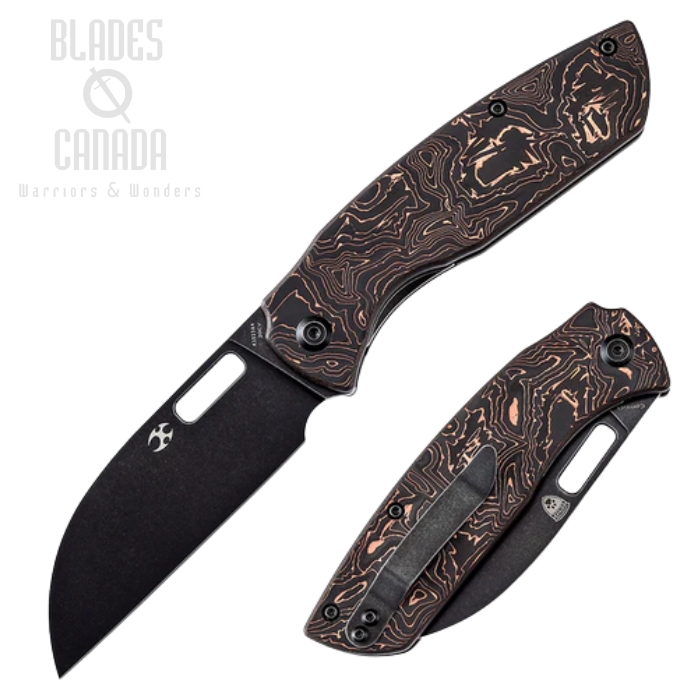 Kansept Convict Folding Knife, CPM 20CV Black, Carbon Fiber Copper, K1023A4