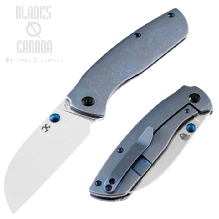 Kansept Convict Framelock Folding Knife, CPM S353VN Sheepsfoot, Titanium Blue, K1023B2