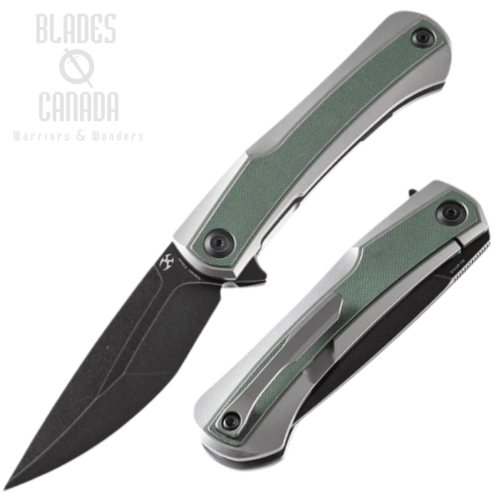 Kansept Kratos Flipper Framelock Knife, CPM S35VN, Titanium/G10 Green, K1024A2