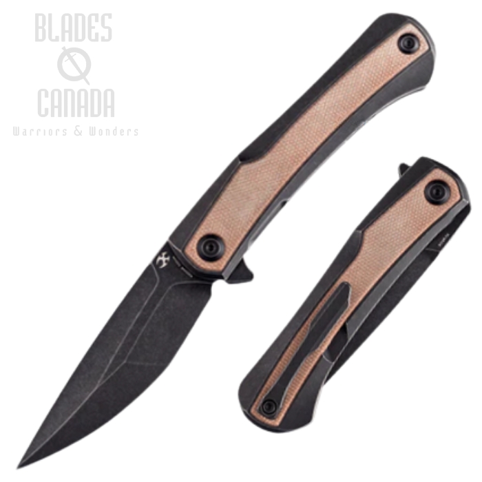 Kansept Kratos Flipper Framelock Knife, S35VN Black, Titanium/Micarta Brown, K1024A8 Kansept Kratos Flipper Framelock Knife, S35VN Black, Titanium/Micarta Brown, K1024A8