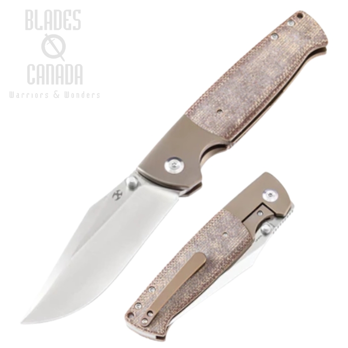 Kansept Shikari Framelock Folding Knife, CPM 20CV, Micarta Brown/Titanium, K1027A2 Kansept Shikari Framelock Folding Knife, CPM 20CV, Micarta Brown/Titanium, K1027A2