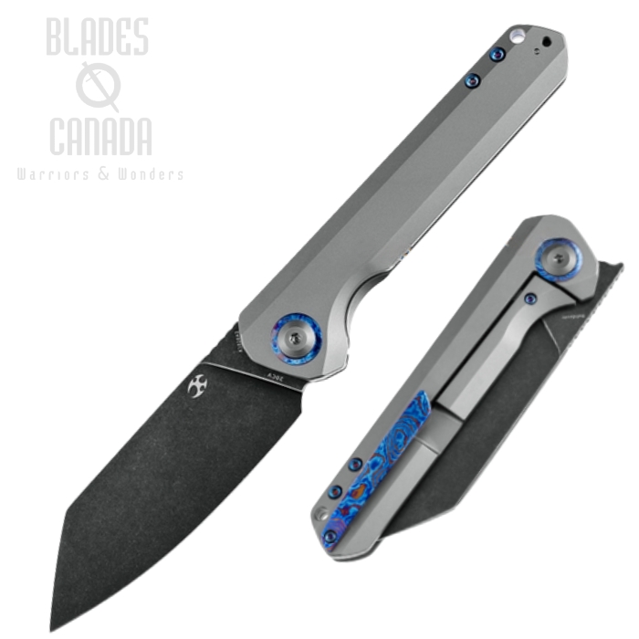 Kansept Bulldozer Flipper Folding Knife, CPM 20CV Black, Titanium, K1028A2