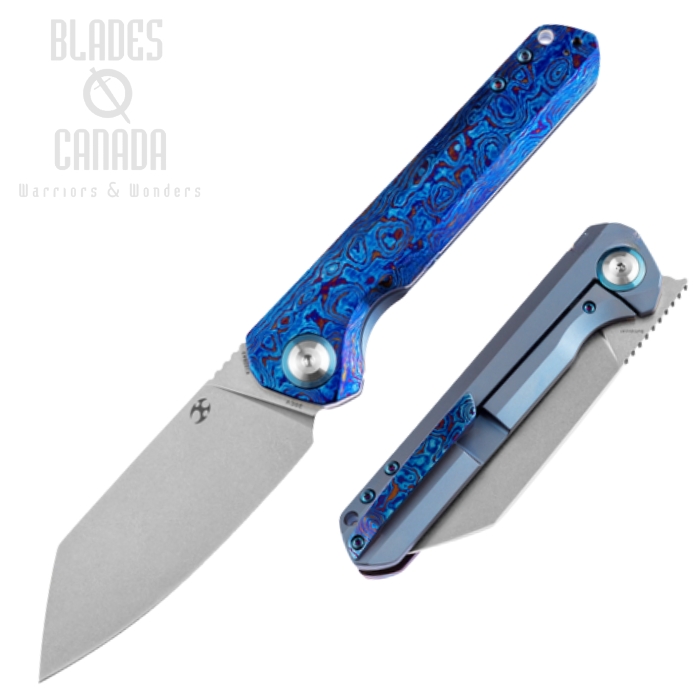 Kansept Bulldozer Framelock Folding Knife, CPM 20CV, Titanium/Timascus, K1028A3