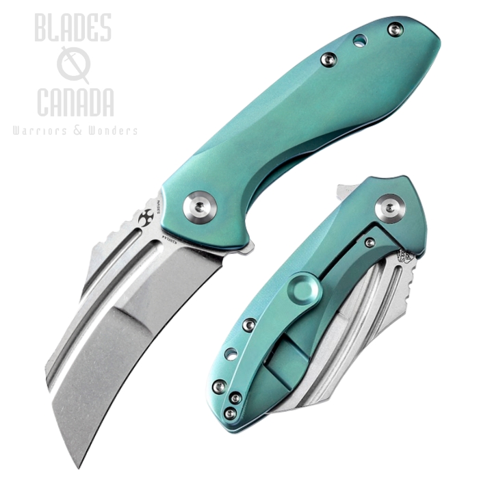 Kansept KTC 3 Flipper Framelock Knife, CPM S35VN, Titanium Green Ano, K1031A4