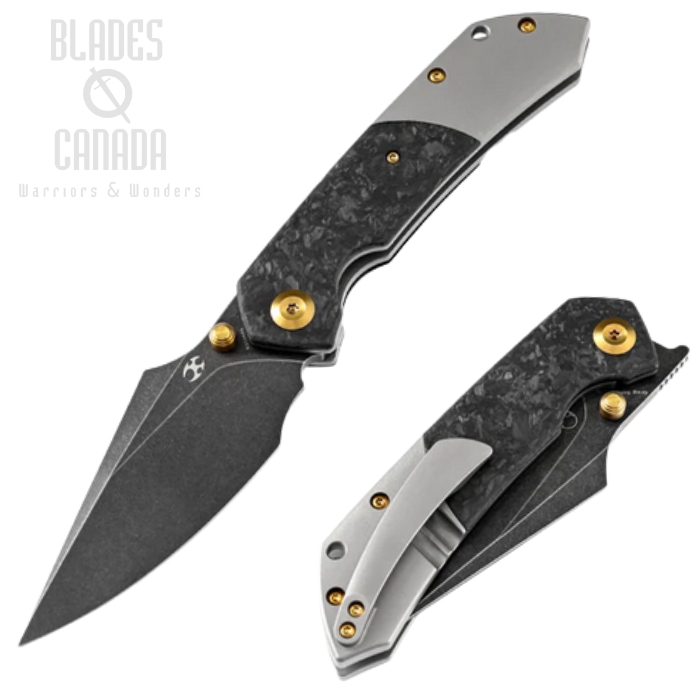 Kansept Fenrir Flipper Folding KNife, CPM S35VN Black, Titanium/Carbon Fiber, K1034A1
