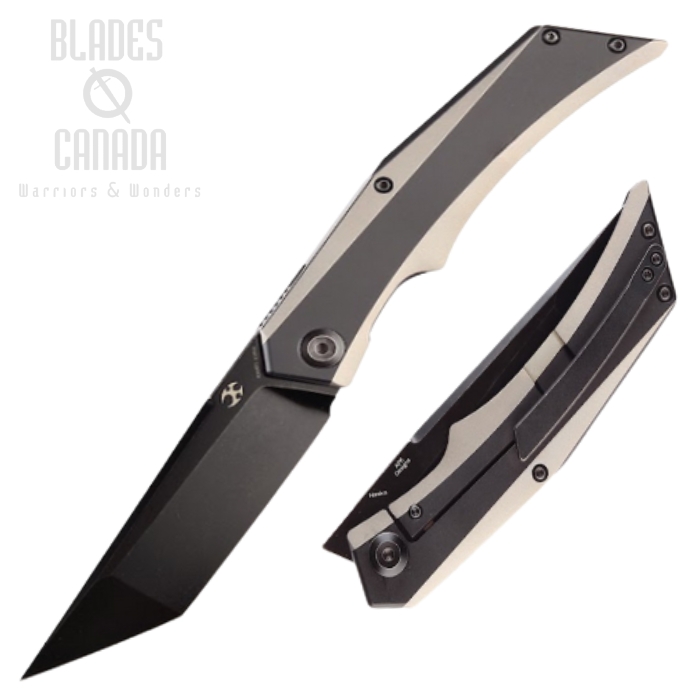 Kansept Naska Flipper Framelock Knife, CPM S35VN Black SW, Titanium, K1035T2