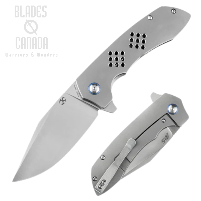 Kansept Entity Flipper Framelock Knife, CPM S35VN Satin, Titanium, K1036B1