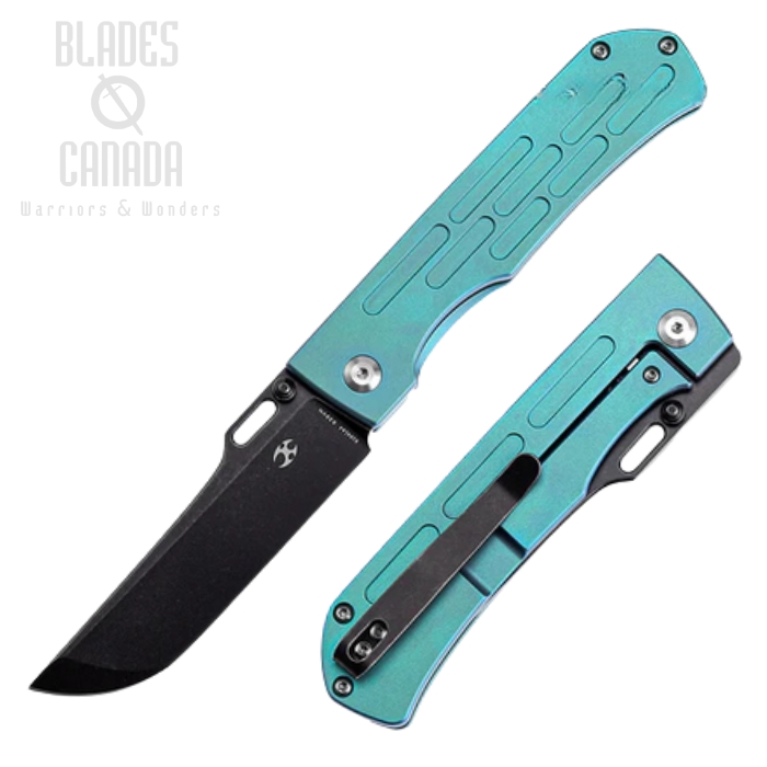 Kansept Reedus Framelock Folding Knife, CPM S35VN Black SW, Titanium Green, K1041A4