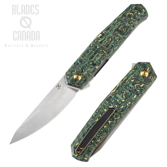 Kansept Integra Flipper Folding Knife, CPM S35VN, Carbon Fiber Green/Yellow, K1042B3 Kansept Integra Flipper Folding Knife, CPM S35VN, Carbon Fiber Green/Yellow, K1042B3