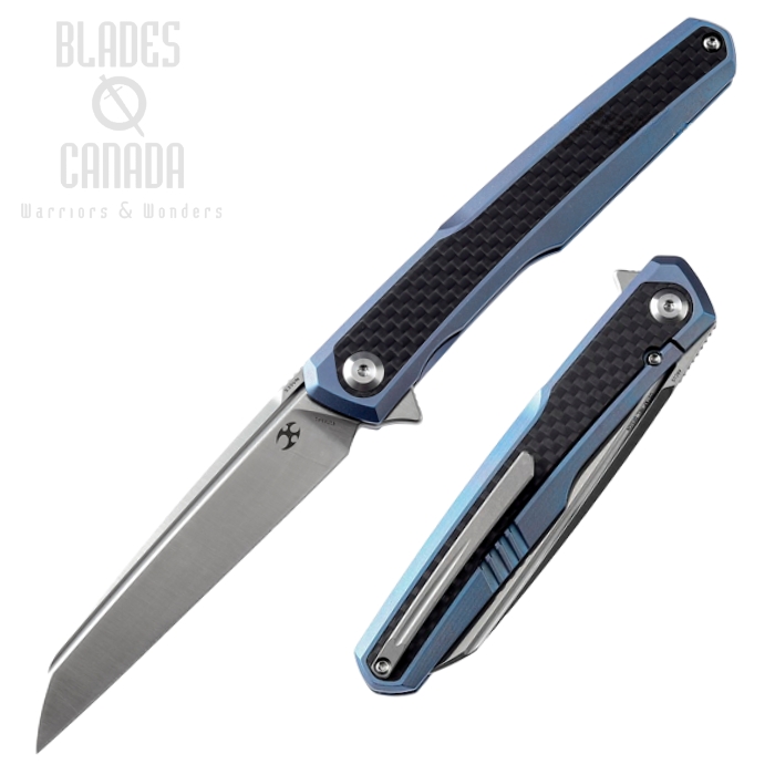 Kansept Arcus Flipper Framelock Knife, CPM S35VN Satin, Carbon Fiber/Titanium Blue, K1046A1 Kansept Arcus Flipper Framelock Knife, CPM S35VN Satin, Carbon Fiber/Titanium Blue, K1046A1