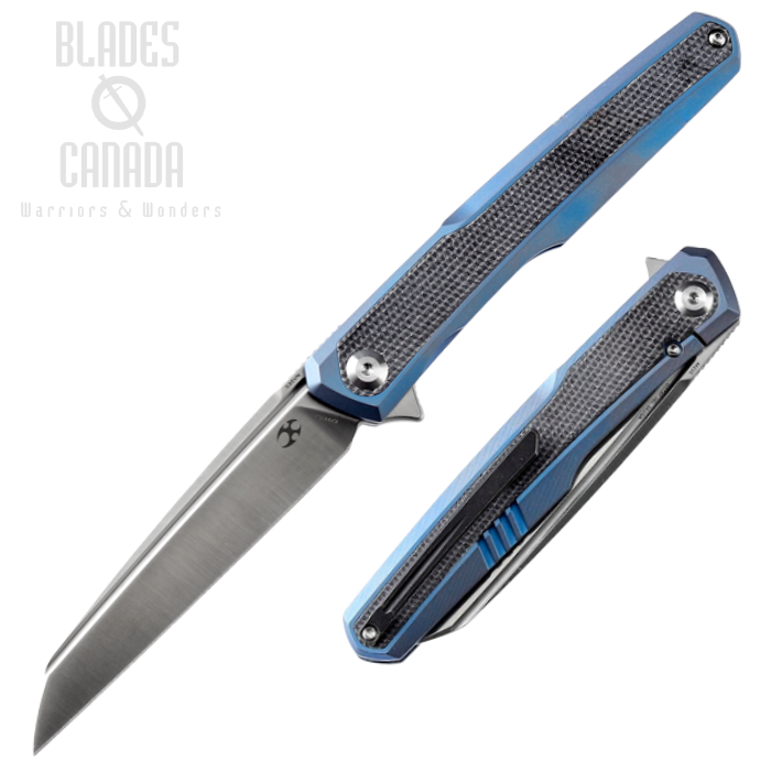 Kansept Arcus Flipper Framelock Knife, CPM S35VN Satin, Titanium Blue/Micarta Black, K1046A3 Kansept Arcus Flipper Framelock Knife, CPM S35VN Satin, Titanium Blue/Micarta Black, K1046A3
