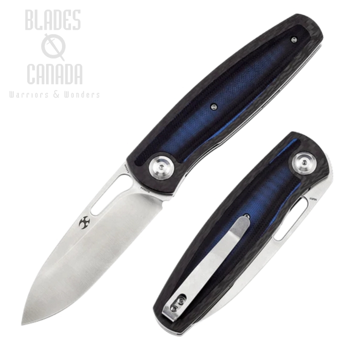 Kansept Mato Folding Knife, CPM S35VN Satin, Carbon Fiber Twill/G10 Blue & Black, K1050A4 Kansept Mato Folding Knife, CPM S35VN Satin, Carbon Fiber Twill/G10 Blue & Black, K1050A4