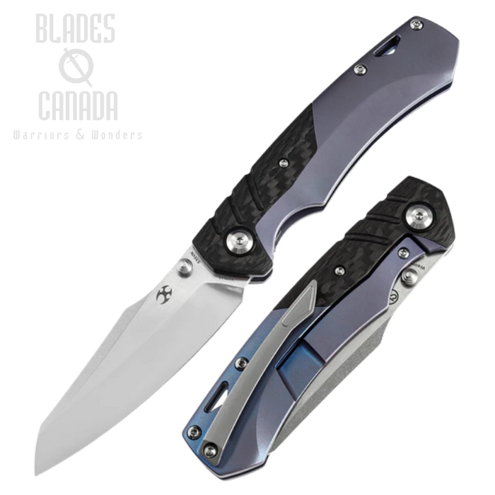 Kansept Weim Framelock Folding Knife, CPM S35VN, Carbon Fiber Twill/Titanium Blue, K1051A2