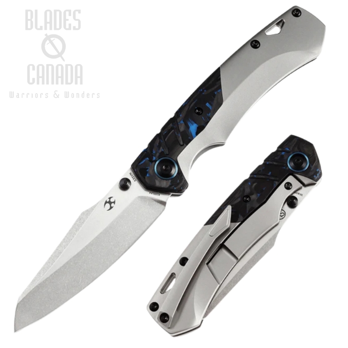 Kansept Weim Framelock Folding Knife, CPM S35VN, Titanium/Carbon Fiber Blue, K1051A4
