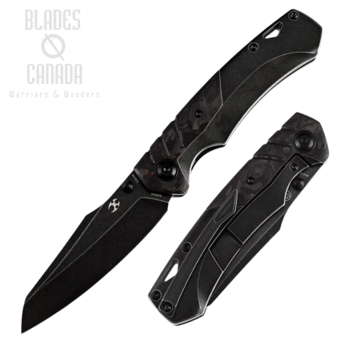 Kansept Weim Framelock Folding Knife, CPM S35VN Black, Titanium Black/Carbon Fiber Red, K1051A5