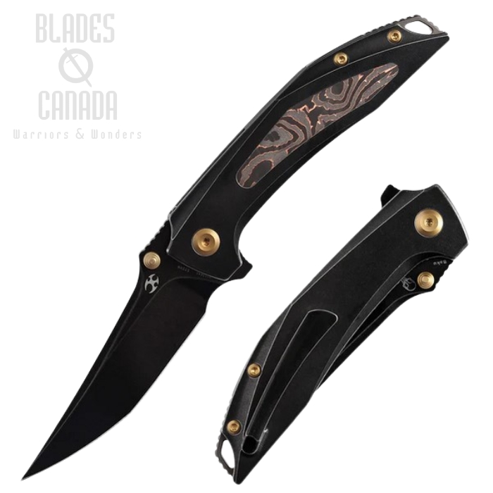 Kansept Baku Flipper Folding Knife, CPM-S35VN, Titanium w/Copper CF Inlay, K1056A1