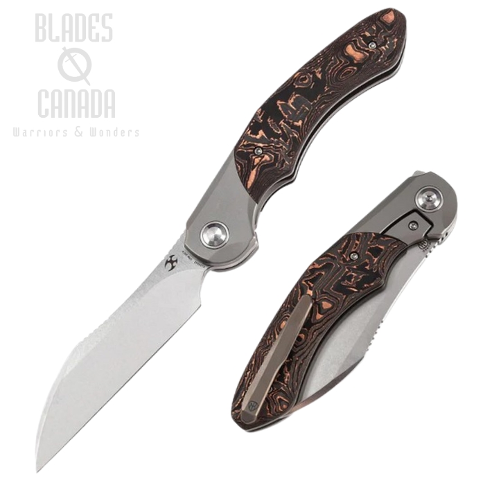 Kansept Cosmos Framelock Flipper Folding Knife, CPM-20CV SW, Titanium w/Copper CF, K1059A1