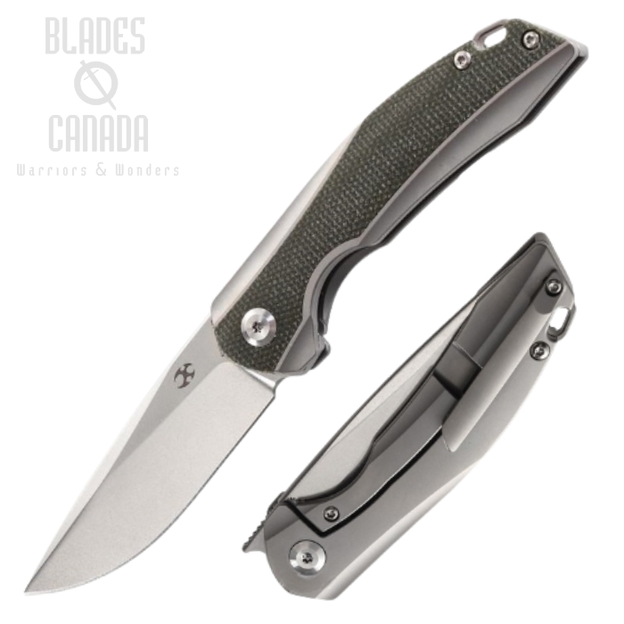 Kansept Mini Accipiter Framelock Flipper Knife, CPM S35VN, Titanium/Micarta, K2007A1