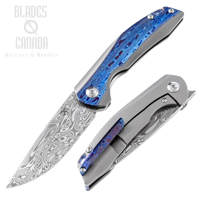Kansept Mini Accipiter Framelock Flipper Knife, Damascus Blade, Titanium/Timascus, K2007A7 Kansept Mini Accipiter Framelock Flipper Knife, Damascus Blade, Titanium/Timascus, K2007A7