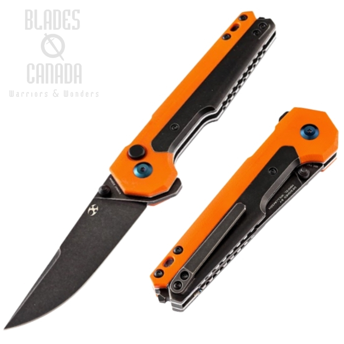 Kansept EDC Tac Flipper Folding Knife, S35VN Black, G10 Orange/Titanium, K2009A7