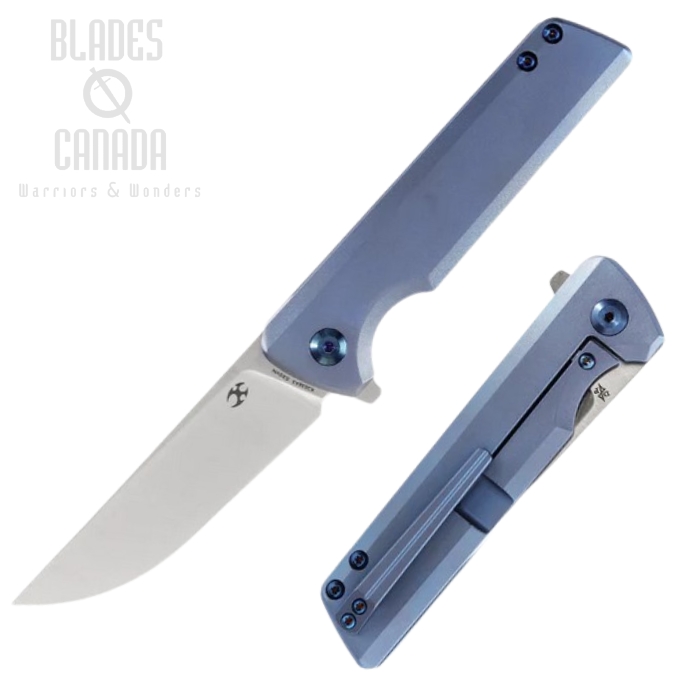 Kansept Anomaly Flipper Framelock Knife, CPM-S35VN, Titanium Blue, K2038A3