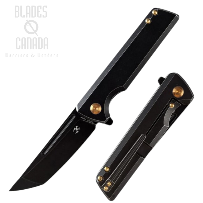 Kansept Anomaly Flipper Framelock Knife, CPM S35VN Black, Titanium Black, K2038T2