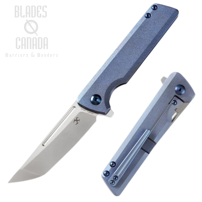 Kansept Anomaly Flipper Framelock Knife, CPM-S35VN, Titanium Blue Orange Peel, K2038T3