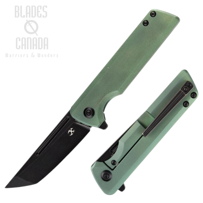 Kansept Anomaly Flipper Framelock Knife, CPM-S35VN, Titanium Green Orange Peel, K2038T4