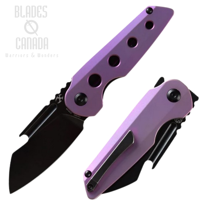 Kansept Rafe Flipper Folding Knife, CPM-S35VN Steel, Titanium Purple, K2048A4
